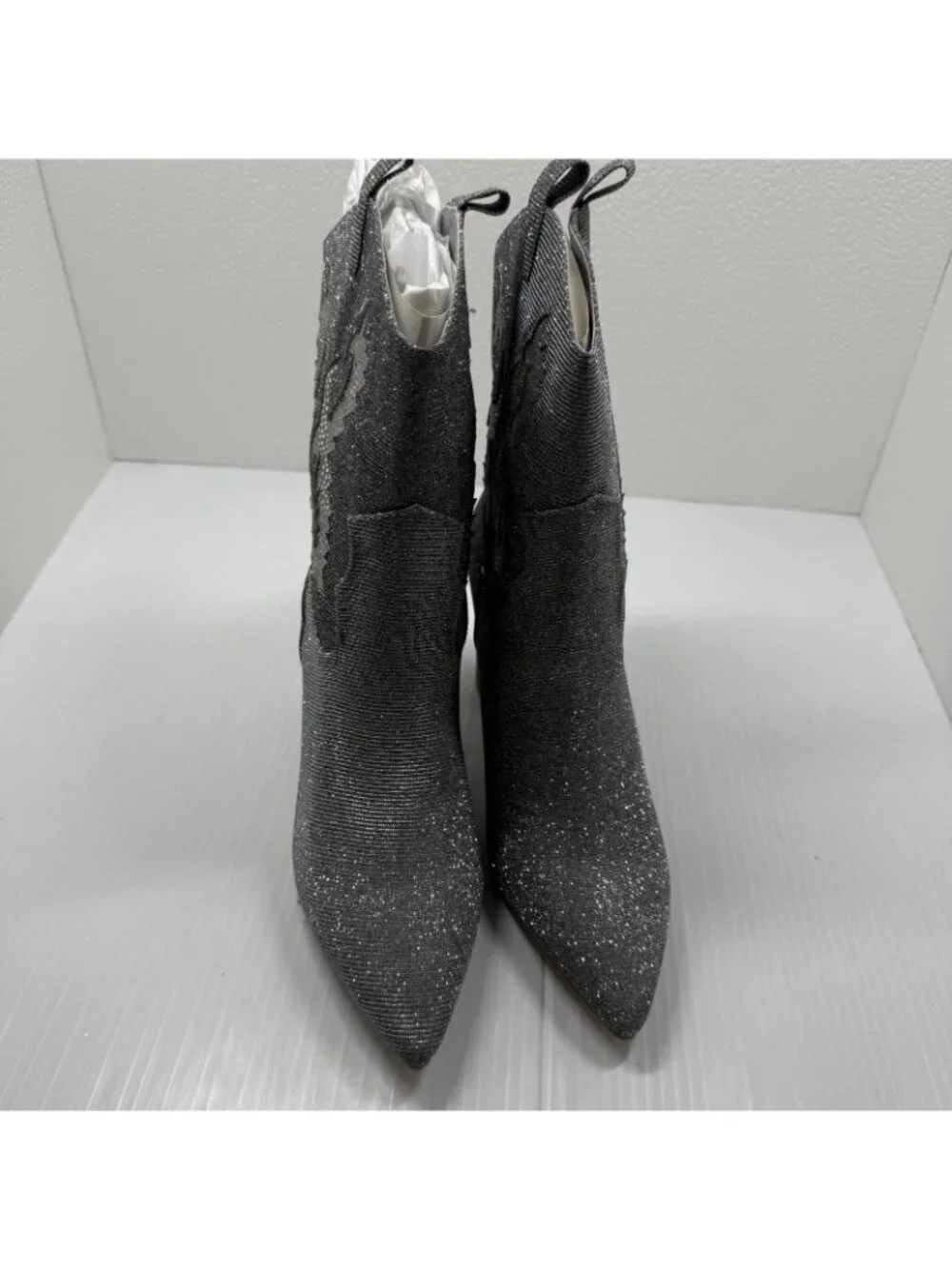 MIA Womens Gypsi Western Boots Size 9 Silver Glitter Cowgirl Disco Glam NWT